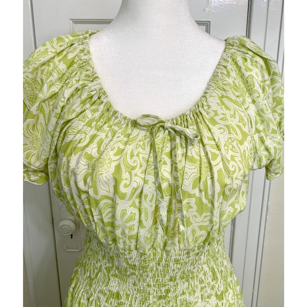 Anthropologie Kindred Tiered Maxi Dress Paisley Smocked Waist Large Cottagecore - Picture 3 of 16